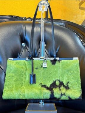 Vintage Gucci by Tom Ford F/W 1999 Green & black pony hair shoulder bag EXTREMEL